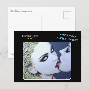 'Just a Kiss' Painting on a Postcard