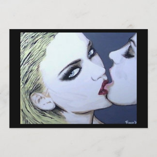 ‘Just a Kiss’ Painting on a Small-Scale Print  Invitation
