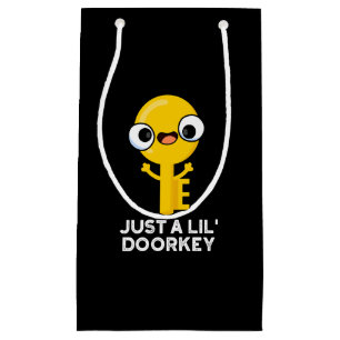 Just A Lil Door-key Funny Dorky Key Pun Dark BG Small Gift Bag