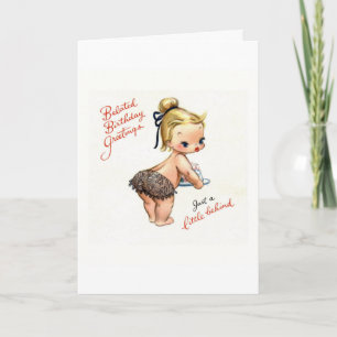 "Just a Little Behind" Vintage Belated Card