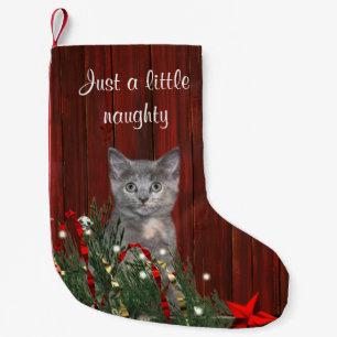 Just a little bit naughty kitty cat small christmas stocking
