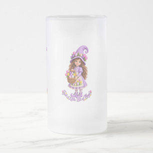 Just A Little Bit Of Magic Cute Whimsical Witch Gi Frosted Glass Beer Mug