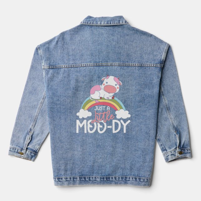 Just a little moody rainbow magic  denim jacket (Back)