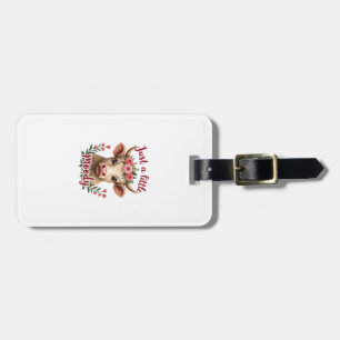 Just a Little Moody Vintage Highland Cow Floral Fu Luggage Tag