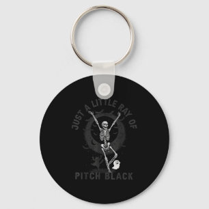 Just A Little Ray Of Tch Black Halloween Skeleton  Key Ring
