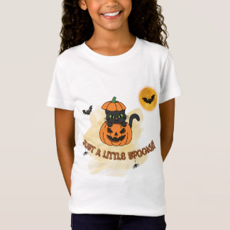 Just A Little Spooky - Cute Black Cat Halloween T-Shirt