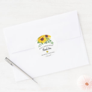 Just a little Sweet Treat Sunflowers Wedding Favou Classic Round Sticker