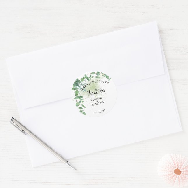 Just a little SweetTreat Eucalyptus WeddingFavor   Classic Round Sticker (Envelope)