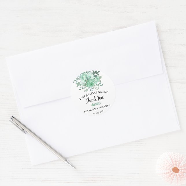 Just a little SweetTreat GreenRoses Wedding Favour Classic Round Sticker (Envelope)