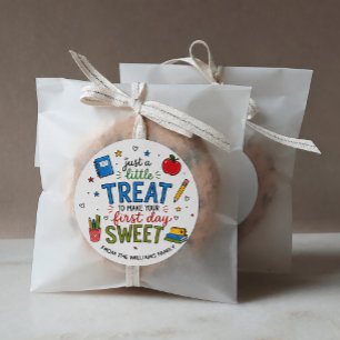 Just a Little Treat First Day School Classic Round Sticker