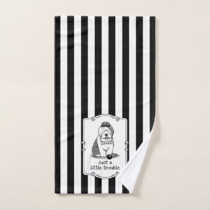 Just a Little Trouble Old English Sheepdog Grey 1 Bath Towel Set