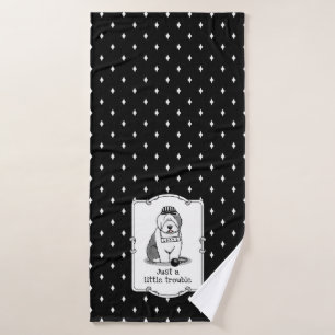 Just a Little Trouble Old English Sheepdog Grey 1 Bath Towel Set