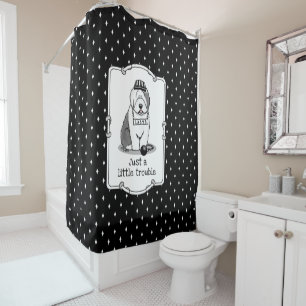 Just a Little Trouble Old English Sheepdog Grey 1 Shower Curtain