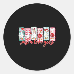 Just A Love Goose Cute Valentine Geese Coquette Wo Classic Round Sticker