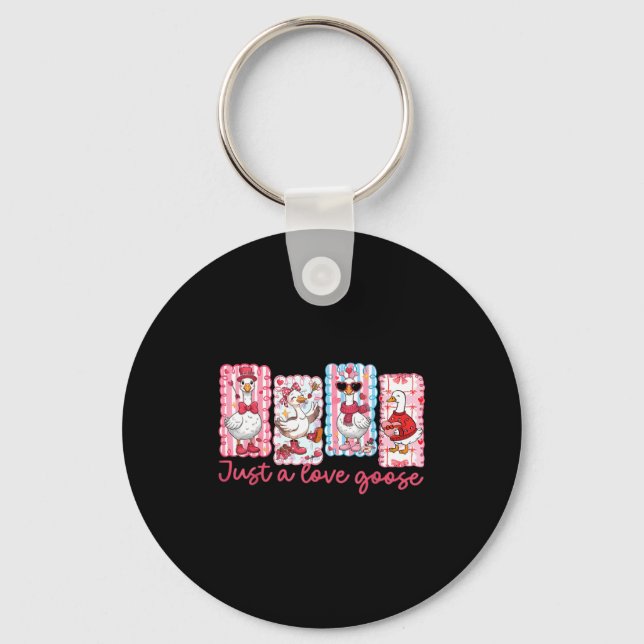 Just A Love Goose Cute Valentine Geese Coquette Wo Key Ring (Front)