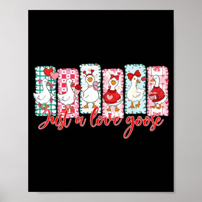 Just A Love Goose Cute Valentine Geese Coquette Wo Poster (Front)