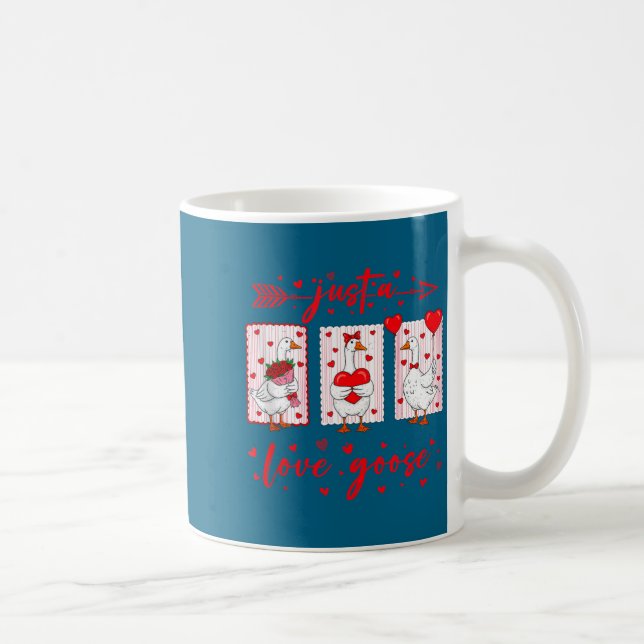 Just A Love Goose Funny Valentine Cute Goose For W Coffee Mug (Right)