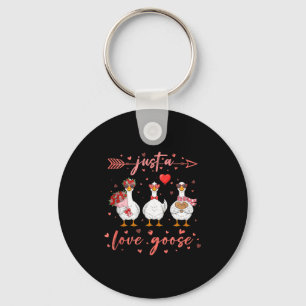 Just A Love Goose Funny Valentine Cute Goose For W Key Ring