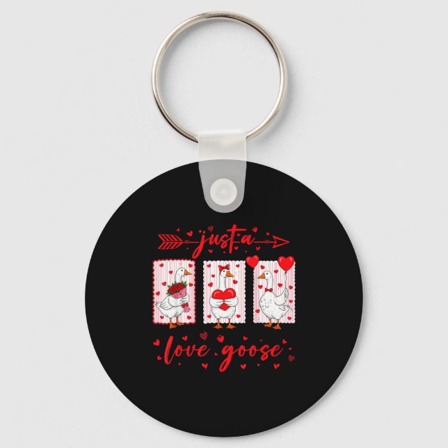 Just A Love Goose Funny Valentine Cute Goose For W Key Ring (Front)