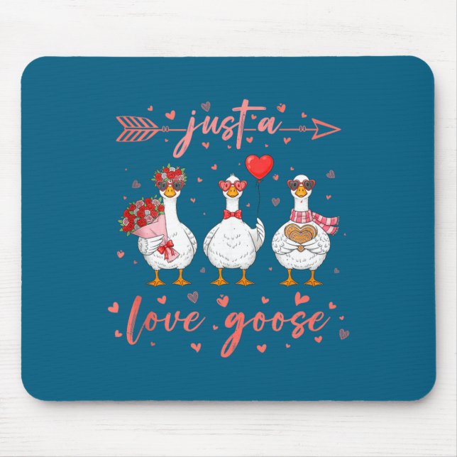 Just A Love Goose Funny Valentine Cute Goose For W Mouse Mat (Front)