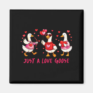 Just A Love Goose Funny Valentine Geese Cud Heart  Magnet