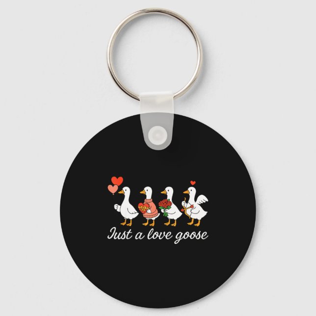 Just A Love Goose Valentine Duck Silly Goose Valen Key Ring (Front)