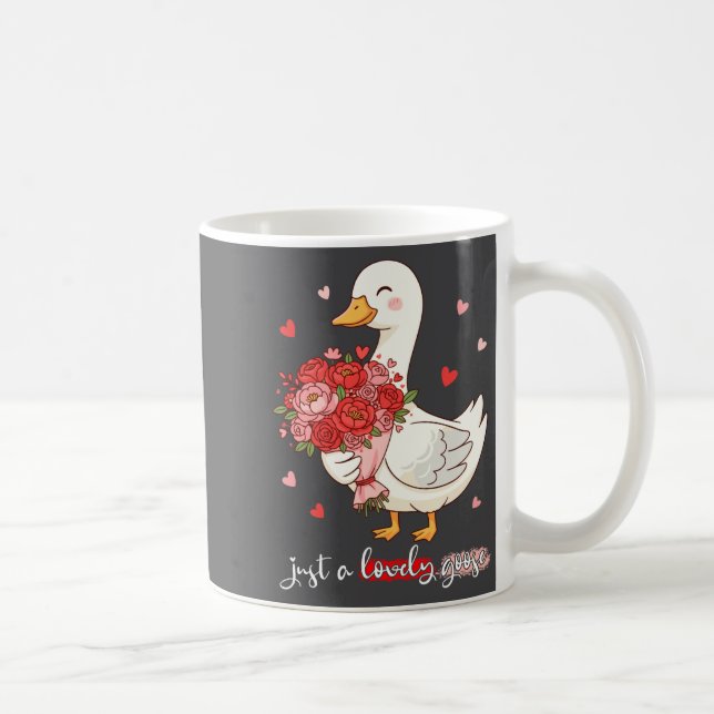 Just A Lovely Goose Bouquet Roses Floral Valentine Coffee Mug (Right)