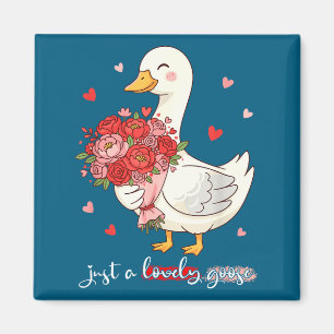 Just A Lovely Goose Bouquet Roses Floral Valentine Magnet