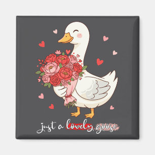Just A Lovely Goose Bouquet Roses Floral Valentine Magnet