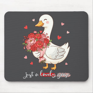 Just A Lovely Goose Bouquet Roses Floral Valentine Mouse Mat
