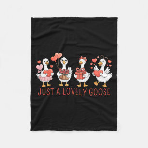 Just A Lovely Goose Cute Goose Valentines Day _3 Fleece Blanket