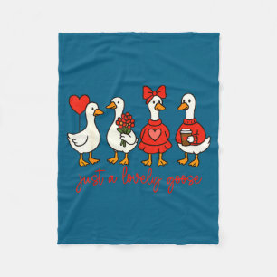 Just A Lovely Goose Cute Nk Silly Goose Valentine' Fleece Blanket