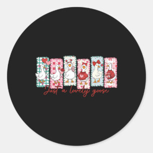 Just A Lovely Goose Cute Pink Silly Goose Valentin Classic Round Sticker