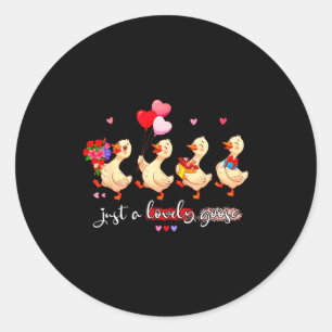 Just A Lovely Goose Cute Silly Animal Squad Valent Classic Round Sticker