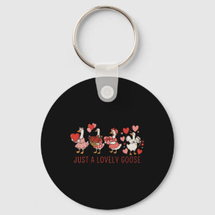 Just A Lovely Goose Valentines Day Cute Heart Goos Key Ring