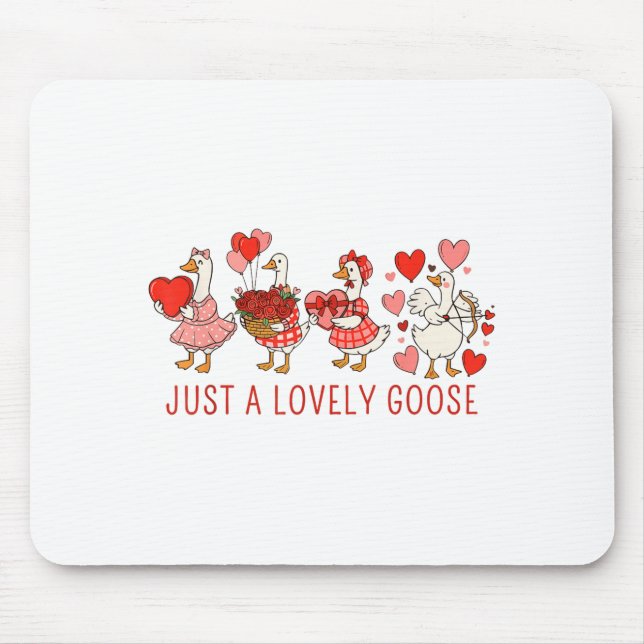 Just A Lovely Goose Valentines Day Cute Heart Goos Mouse Mat (Front)