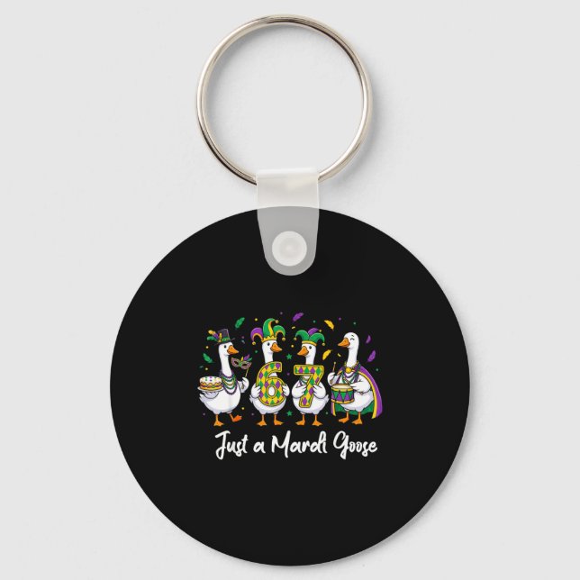 Just A Mardi Goose Funny Jester Duck Squad Carniva Key Ring (Front)