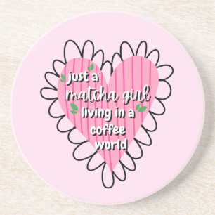 Just a Matcha Girl Heart Aesthetic – Pink Cute Coaster