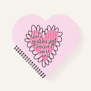 Just a Matcha Girl Heart Aesthetic – Pink Cute  Notebook