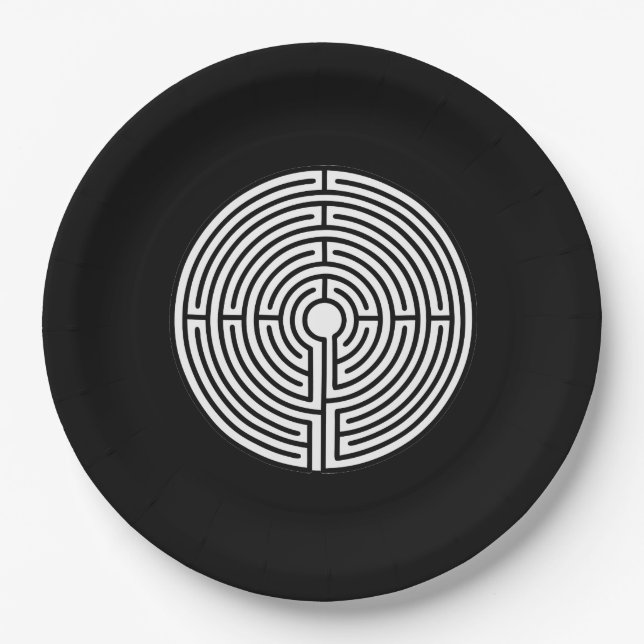Just a Maze on Black Paper Plate (Front)