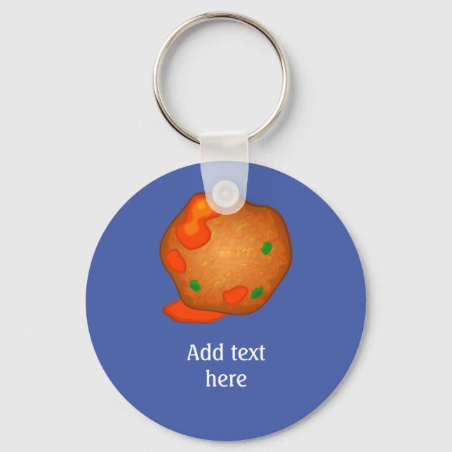 Just a Meatball - single bite in sauce - add text Key Ring (Front)