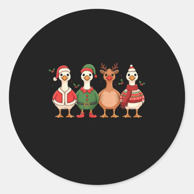 Just A Merry Goose Christmas Funny Holiday Farm An Classic Round Sticker (Front)