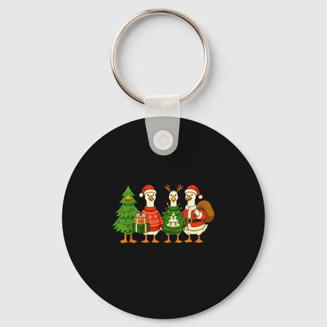Just A Merry Goose Funny Christmas Holiday Party  Key Ring (Front)