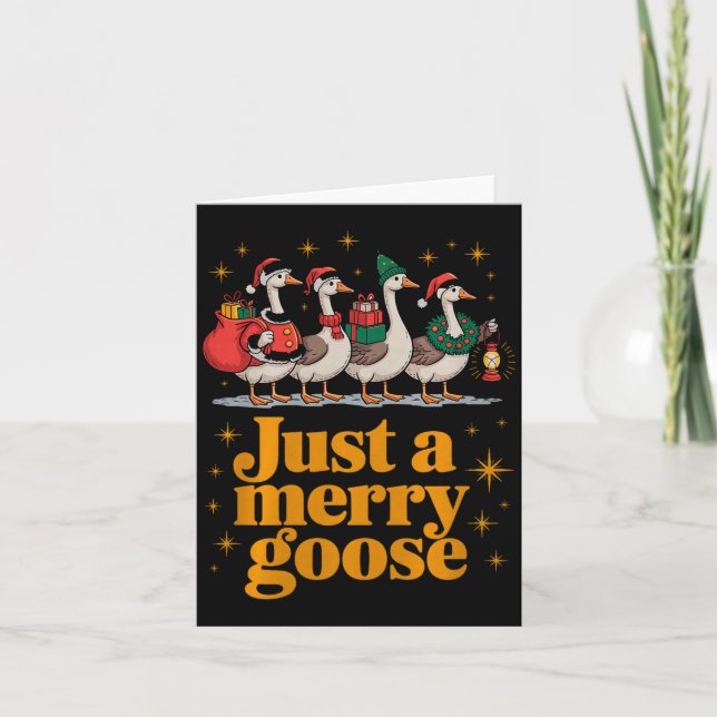 Just A Merry Goose Funny Christmas Premium Tri-ble Card (Front)