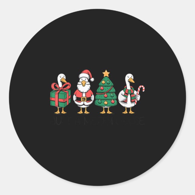 Just A Merry Goose Funny Christmas Silly Goose Xma Classic Round Sticker (Front)