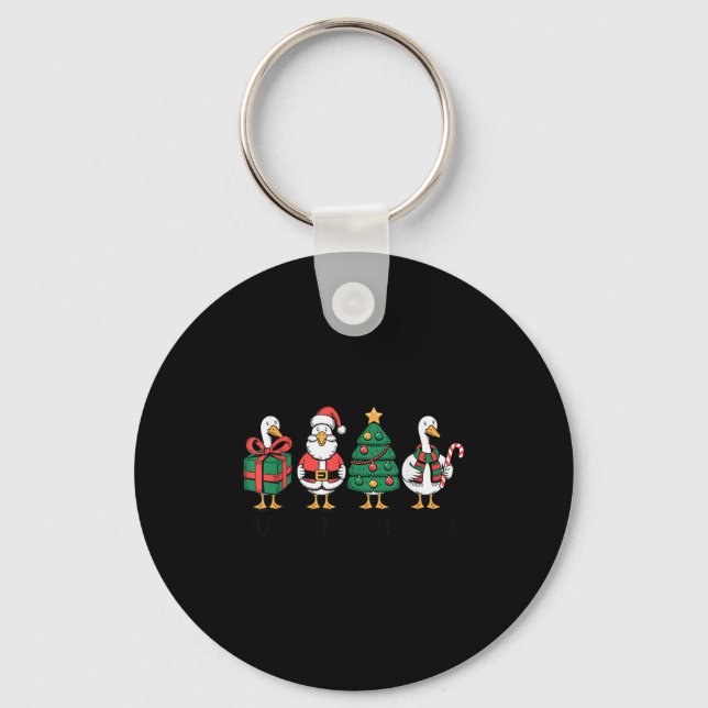 Just A Merry Goose Funny Christmas Silly Goose Xma Key Ring (Front)