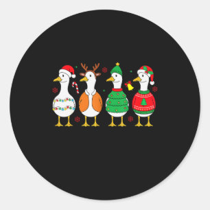 Just A Merry Goose Xmas Funny Santa Goose Christma Classic Round Sticker