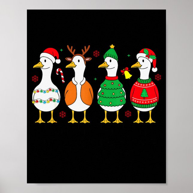 Just A Merry Goose Xmas Funny Santa Goose Christma Poster (Front)