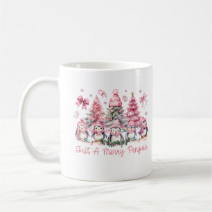 Just A Merry Penguin Watercolor Christmas Animals Coffee Mug