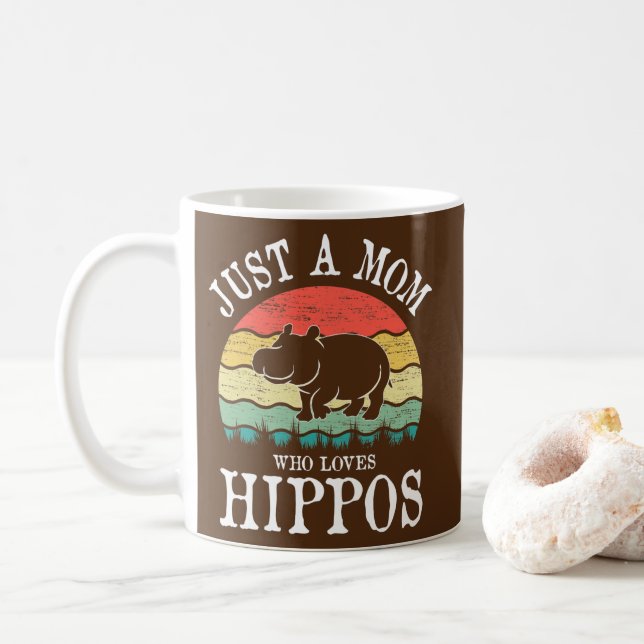 Just A Mum Who Loves Hippos  Coffee Mug (With Donut)